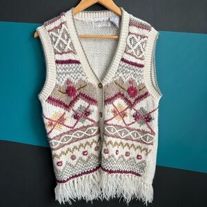 Vintage Carolyn Taylor Multicolor Knit Vest size M